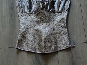Selling: Beautiful Sexy Silver Laceup/Zip Up Corset S-M NEW