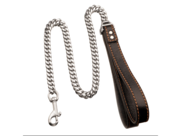 Selling: Two Chain Leashes With Leather Handles - The Love Boutique