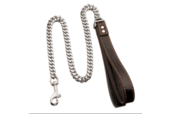 Selling: Two Chain Leashes With Leather Handles - The Love Boutique