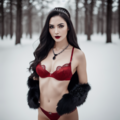 Selling: AI posing in red underwear in blizzard