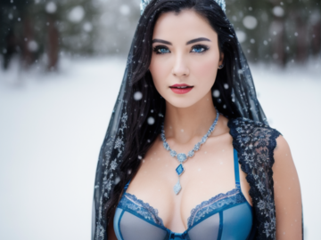 Selling: AI posing in blue underwear in blizzard