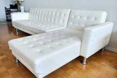 Individual Seller: White Faux Leather Sectional Sofa Bed