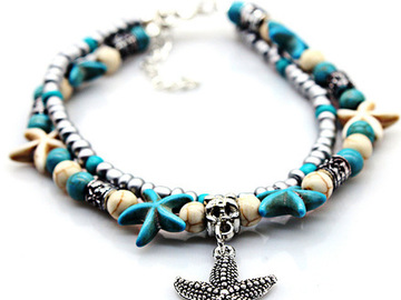 Bulk Lots: 50pcs double anklet Conch yoga pendant anklet bracelet