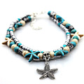 Bulk Lots: 50pcs double anklet Conch yoga pendant anklet bracelet