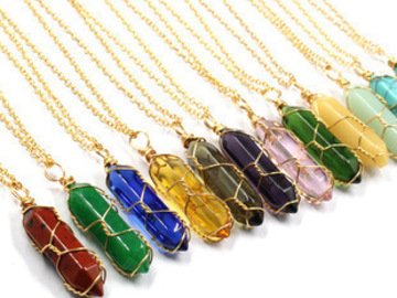 Bulk Lots: 50 pcs Irregular Natural Stone Crystal Handmade Necklace