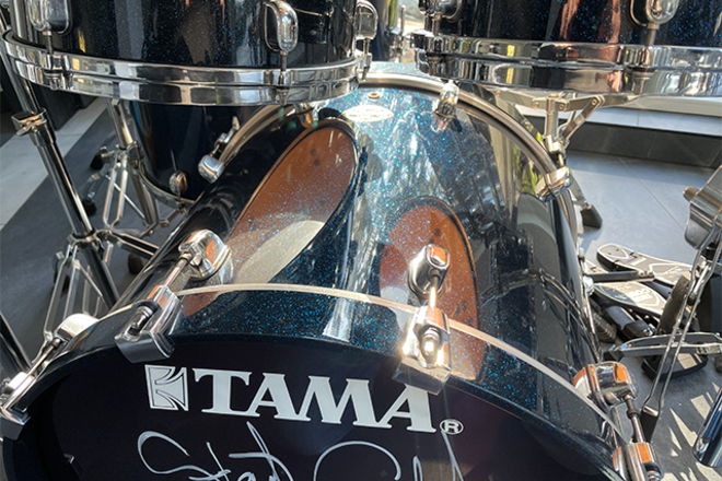 TAMA Stewart Copeland Signature Drum Kit Police Blue Sparkle DrumSellers