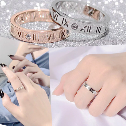 Luxury Roman Numeral Rhinestone Ring - 63pcs