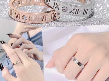 Bulk Lots: Luxury Roman Numeral Rhinestone Ring - 63pcs