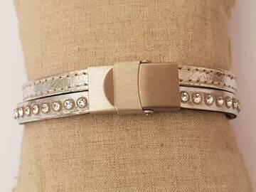 Sale retail: Bracelet cuir 12 mm N°01 ajustable au poignet