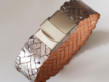 Sale retail: Bracelet cuir 20 mm Tressé N°02 ajustable au poignet