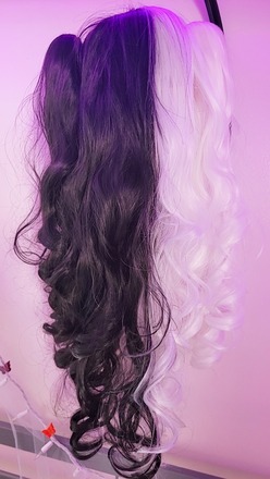 Long Black and White Wig (monokuma)
