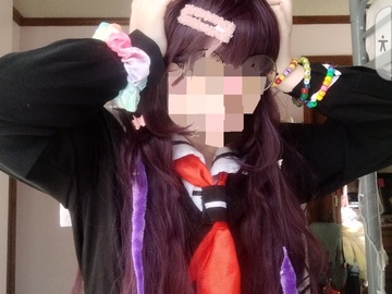 Selling with online payment: School-Girl Shirt and Long Purple Wig
