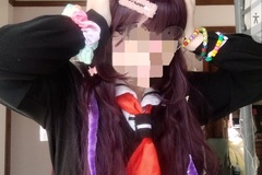 Selling with online payment: School-Girl Shirt and Long Purple Wig
