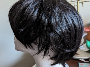 Selling with online payment: Black Short Wig with Cut Bangs