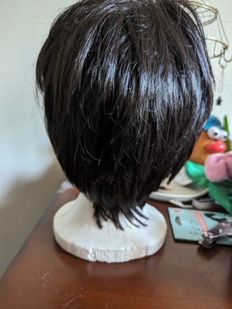 Black Short Wig with Cut Bangs