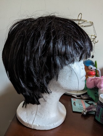 Black Short Wig with Cut Bangs
