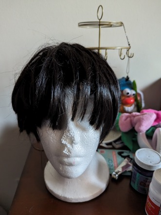 Black Short Wig with Cut Bangs