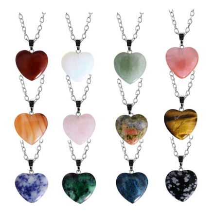 30 Piece Irregular and Heart Shape Natural Stone Necklaces 