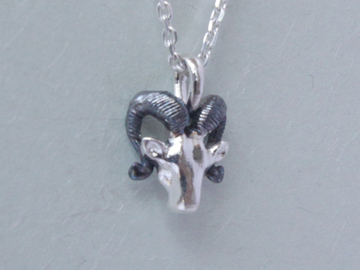  : sterling silver blackened  Aries Pendant(Silver chain included)
