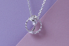  : danity modern silver rope rose bud pendant(Silver chain included)