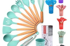 Comprar ahora: 6 Set of Silicone-Coated Kitchen Utensils with Wooden Hand