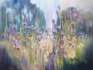 Sell Artworks: Midsummer Witness, magical summer meadow painting