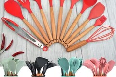 Buy Now: 6 Set of Silicone-Coated Kitchen Utensils with Wooden Hand