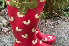 General outdoor: Bright red ‘chickens’ wellies