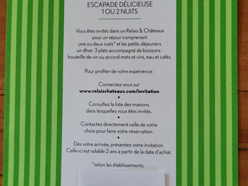 Vente: Coffret Relais & Châteaux "Escapade délicieuse" (820€)