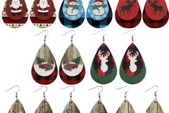 Comprar ahora: 50pairsChristmas Santa Claus Ornament Water Drop Leather Earrings