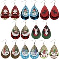 Comprar ahora: 50pairsChristmas Santa Claus Ornament Water Drop Leather Earrings