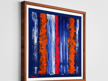 Sell Artworks: Orange/Pink Pimmsel stripes oil on canvas 