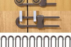 Buy Now: 10 Pack Cabinet Locks – U Shaped Safety Child Locks- BROWN #6215