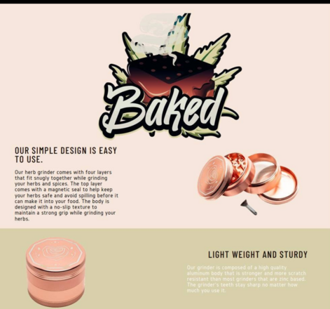 Baked CBD Grinder - Pink Rose - 4 piece spice grinders x 100 Unit