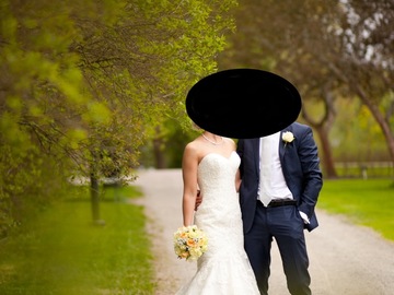 Myydään (Yksityinen): Myydään upea pitsinen Morilee-hääpuku, koko 34