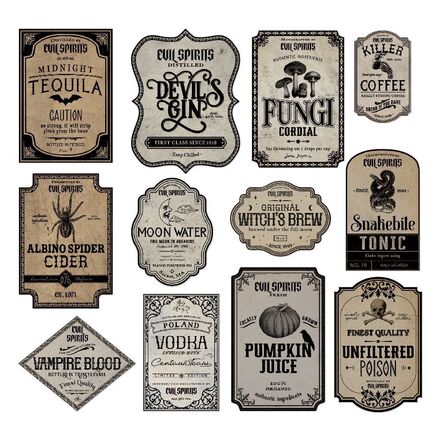 Halloween Party Decoration Wine Bottle Sticker Labels - 35 Pack