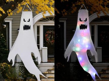 Comprar ahora: Halloween LED Light Up Ghost Hanging Ornaments Decoration - 30pcs