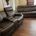 Selling with online payment: Brown leather reclining sofa and reclining loveseat