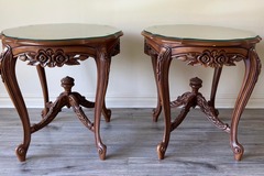 Individual Seller: Victorian Style - End Tables & Coffee Table with Glass Tops