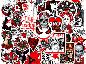 Buy Now: Gothic Horror Demon Stickers, 50 sheets/pack - 30 pack