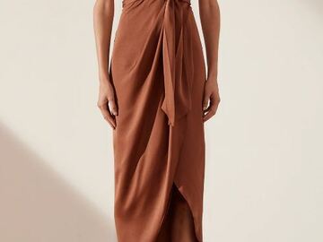 Selling: Shona Joy Luxe Tie-Front Cocktail Dress - Mocha - Size 6