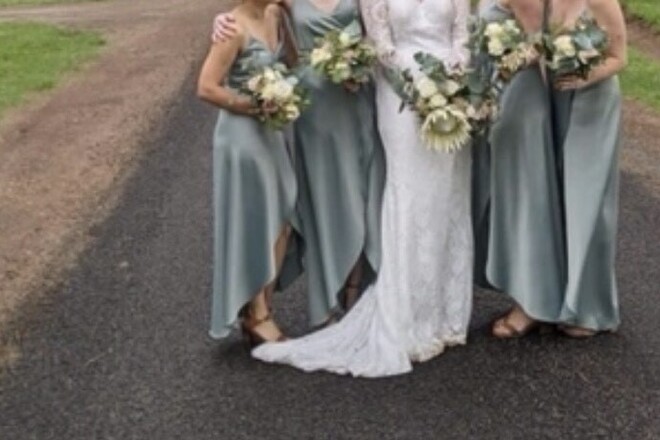 Green sage online bridesmaid dresses