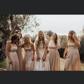 Selling: Neutral Full Length Bridesmaid Dress with Thigh Split - Size 8