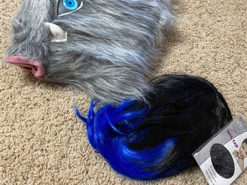 Selling with online payment: Inosuke Boar Head and Wig Demon Slayer