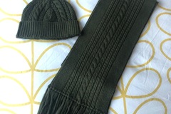Selling: Sylvester olive wool cable knit scarf and beanie
