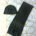 Selling: Sylvester olive wool cable knit scarf and beanie