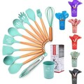 Buy Now: 8 Set of Silicone-Coated Kitchen Utensils with Wooden Hand