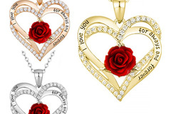 Comprar ahora: 80 Pcs Exquisite Heart Rose Shape '' I Love You"Pendant Necklace