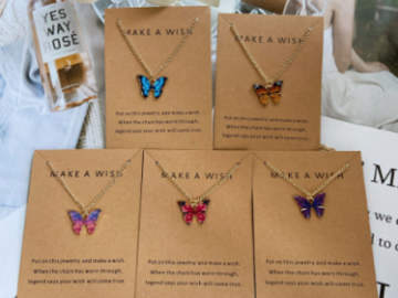 Comprar ahora: 120 Pcs Colorful Butterfly Pendant Necklaces