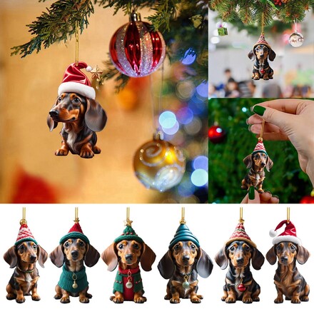 100 Pcs Christmas Funny Puppy Acrylic Ornament Pendant 